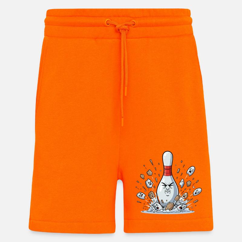 Exploding Bowling Pin Cartoon - Shorts - made by SPREAD - SUNSET ORANGE