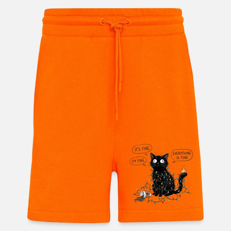 Schwarze Katze in Lichter gehüllt - Shorts - made by SPREAD - SUNSET ORANGE