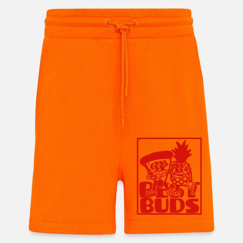 Pizza a l'ananas mascotte rétro - Short bio décontracté fabriqué en UE - SUNSET ORANGE
