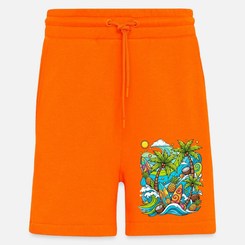 Modèle de vacances tropicales - Short bio décontracté fabriqué en UE - SUNSET ORANGE