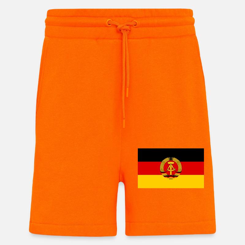 Drapeau de la RDA - Short bio décontracté fabriqué en UE - SUNSET ORANGE