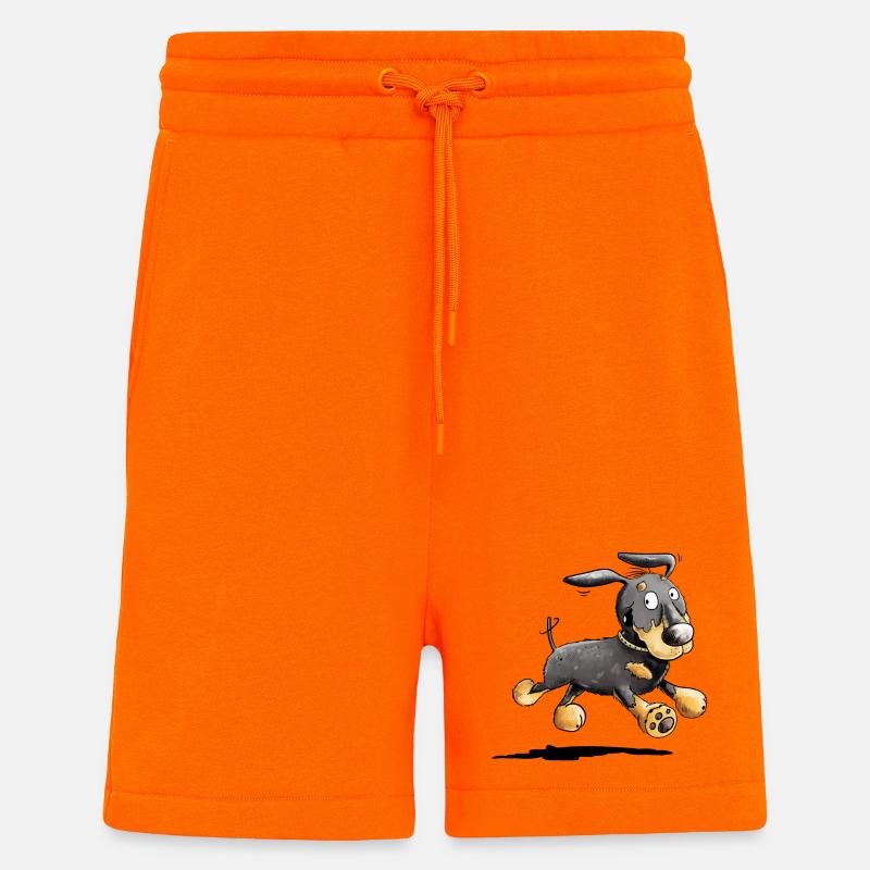 Flotter Dackel - Dachshund - Teckel - Geschenk - Shorts - made by SPREAD - SUNSET ORANGE