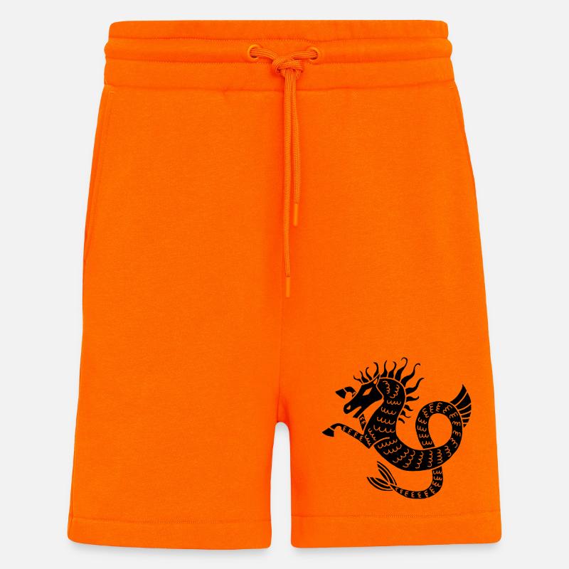 Cheval de mer noir - Short bio décontracté fabriqué en UE - SUNSET ORANGE