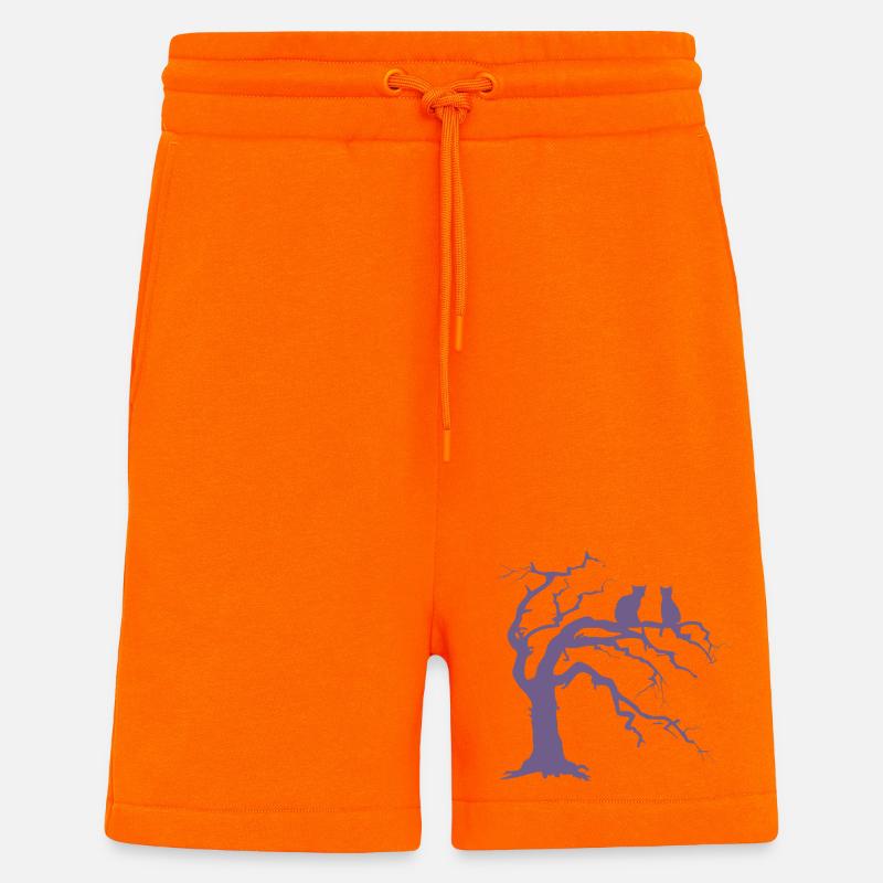 Dead tree with 2 cats silhouette - Shorts - made by SPREAD - SUNSET ORANGE