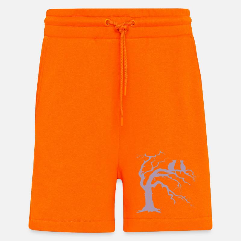 Dead tree with 2 cats silhouette - Shorts - made by SPREAD - SUNSET ORANGE