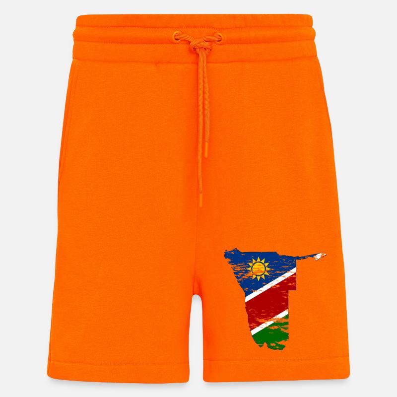 Carte de Namibie utilisée - Short bio décontracté fabriqué en UE - SUNSET ORANGE