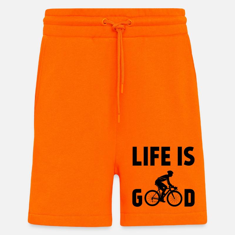 Cyclisme - La vie est belle - Short bio décontracté fabriqué en UE - SUNSET ORANGE