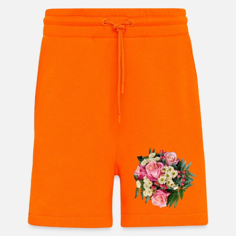 Bouquet de fleurs – Rêves pastel - Short bio décontracté fabriqué en UE - SUNSET ORANGE