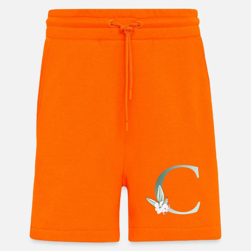 C Monogram, Floral, Customizable - Shorts - made by SPREAD - SUNSET ORANGE