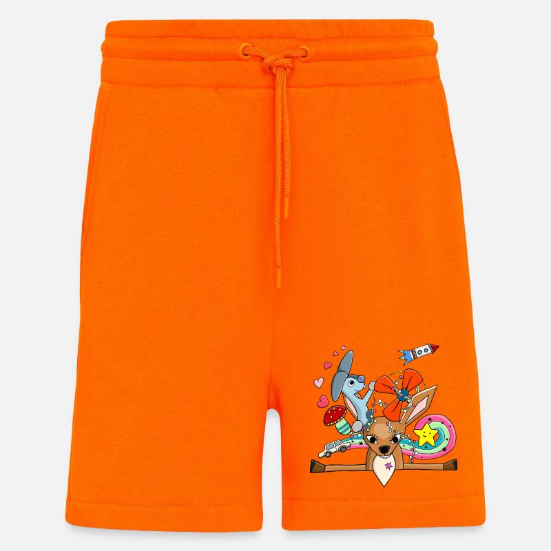 Süßes Reh, Hase Collage mit Regenbogen - Shorts - made by SPREAD - SUNSET ORANGE