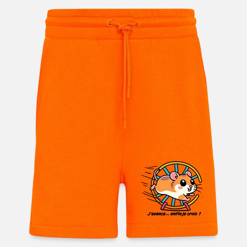 Hamster qui court dans sa roue - Short bio décontracté fabriqué en UE - SUNSET ORANGE