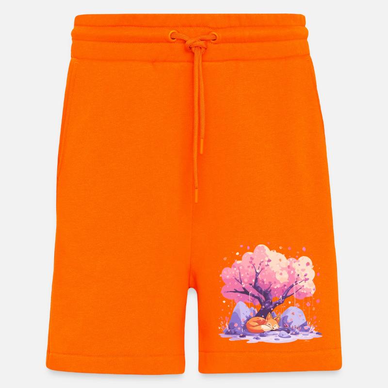 Sleeping fox under cherry tree - Shorts - made by SPREAD - SUNSET ORANGE