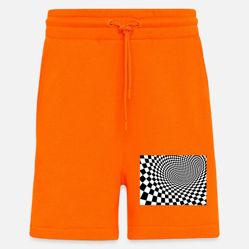 Black and White Square Tourbillon - Shorts - made by SPREAD - SUNSET ORANGE