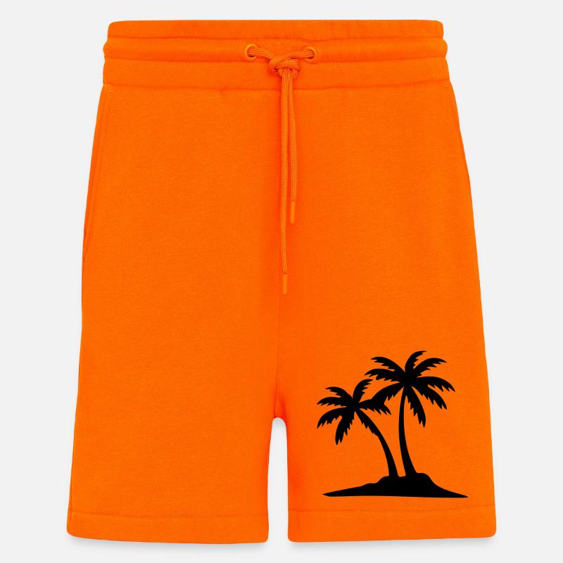 Icône du palmier de l’île - Short bio décontracté fabriqué en UE - SUNSET ORANGE