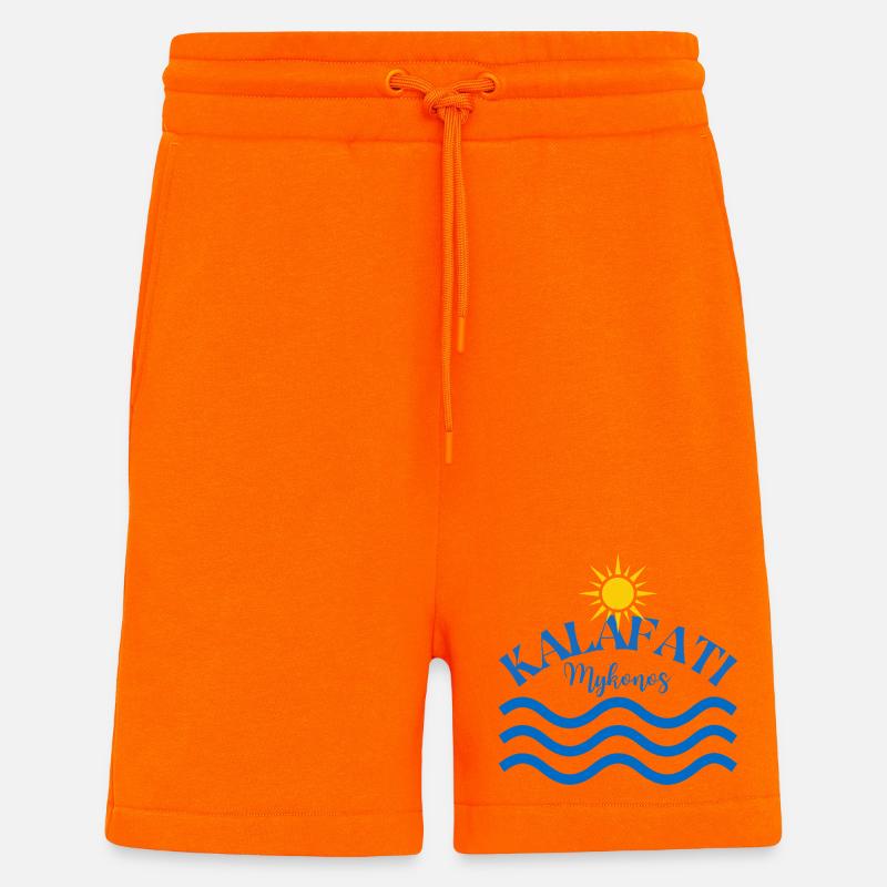 Kalafati Mykonos Sun Waves Logo - Short bio décontracté fabriqué en UE - SUNSET ORANGE