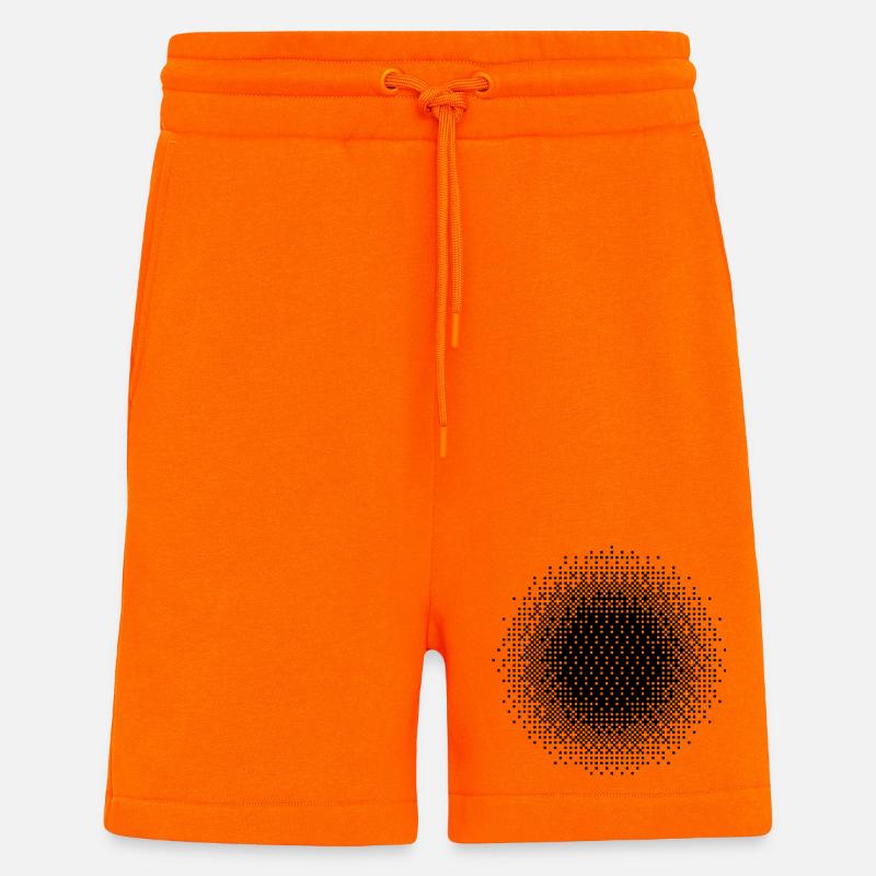 Conception du cercle pixelisé - Short bio décontracté fabriqué en UE - SUNSET ORANGE