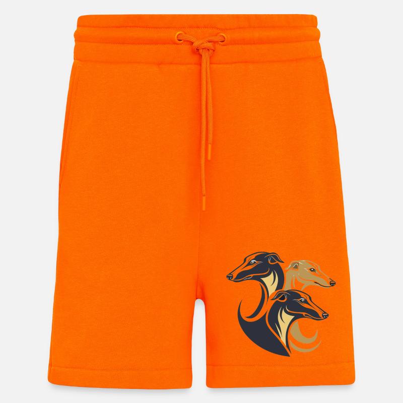 Triple Greyhounds Silhouette - Short bio décontracté fabriqué en UE - SUNSET ORANGE