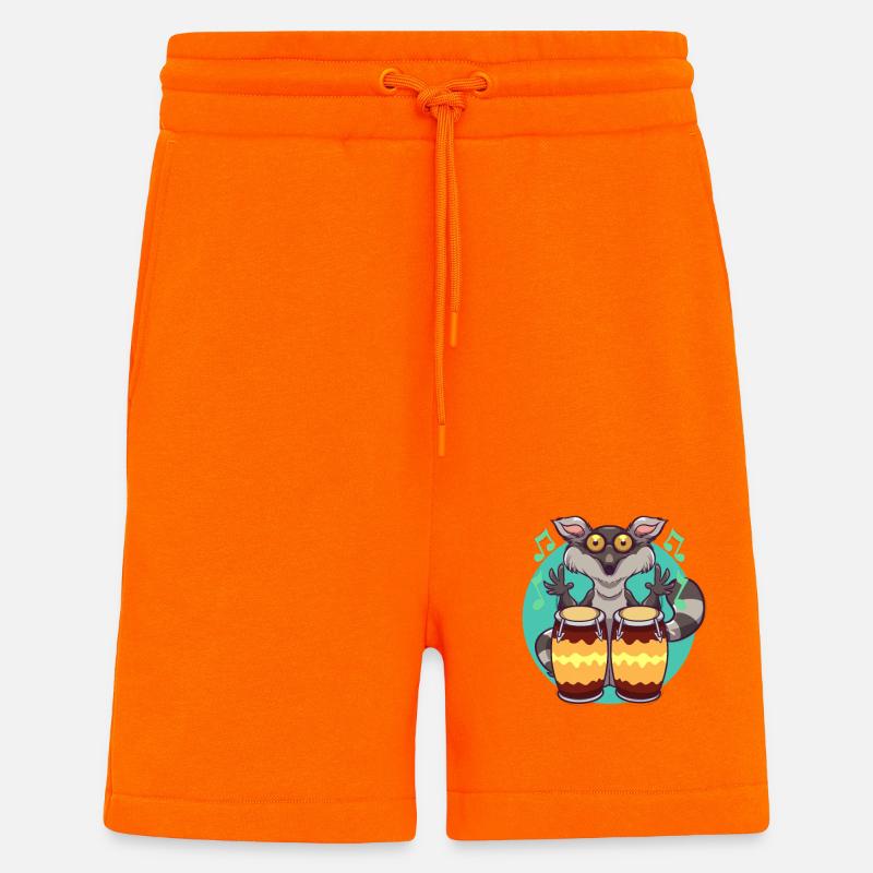 Comic Lemur spielt Percussion - Shorts - made by SPREAD - SUNSET ORANGE