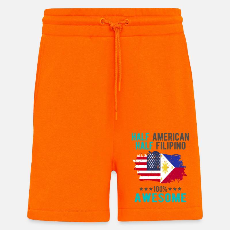 Moitié américain moitié philippin - Short bio décontracté fabriqué en UE - SUNSET ORANGE
