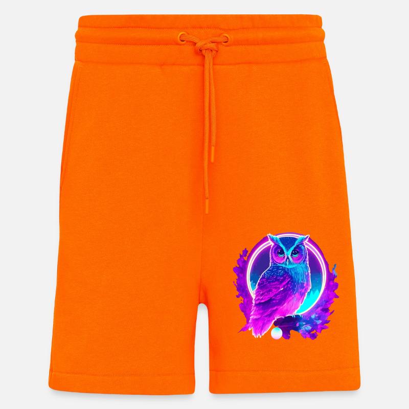 Owl Neon Moon Synthwave - Shorts - made by SPREAD - SUNSET ORANGE