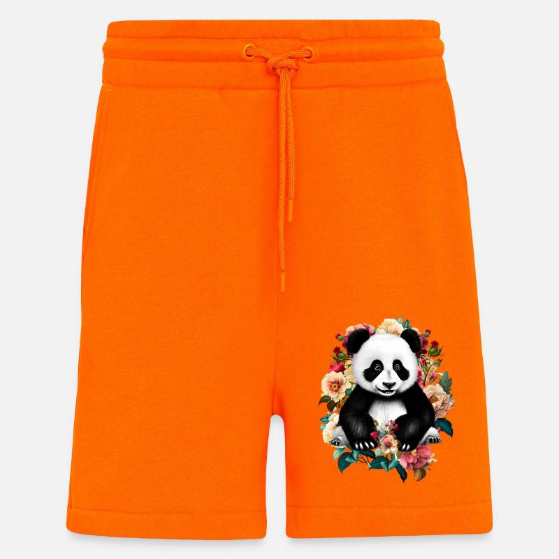 Fleurs de panda - Short bio décontracté fabriqué en UE - SUNSET ORANGE
