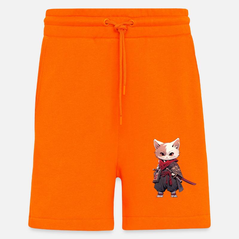 Asia Cat Japanese Samurai Samurai - Shorts - made by SPREAD - SUNSET ORANGE