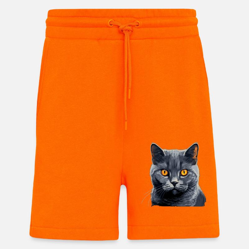 Chartreux Cat Kartäuser Katze - Shorts - made by SPREAD - SUNSET ORANGE