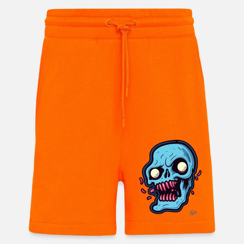 abstrakter blauer Totenkopf - Shorts - made by SPREAD - SUNSET ORANGE