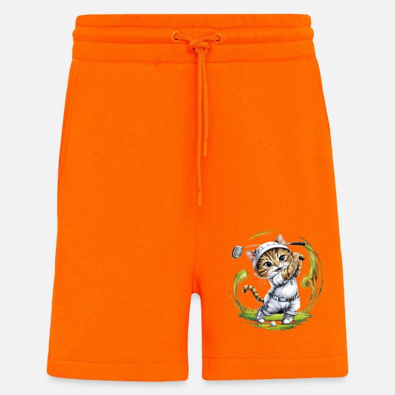 Niedliche Katze spielt Golf - Shorts - made by SPREAD - SUNSET ORANGE