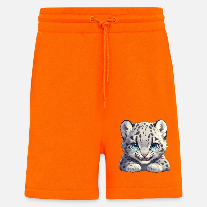 Snow Leopard Schneeleoparde Schneeleopard - Shorts - made by SPREAD - SUNSET ORANGE