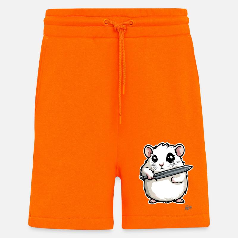 Hamster drôle avec couteau - Short bio décontracté fabriqué en UE - SUNSET ORANGE