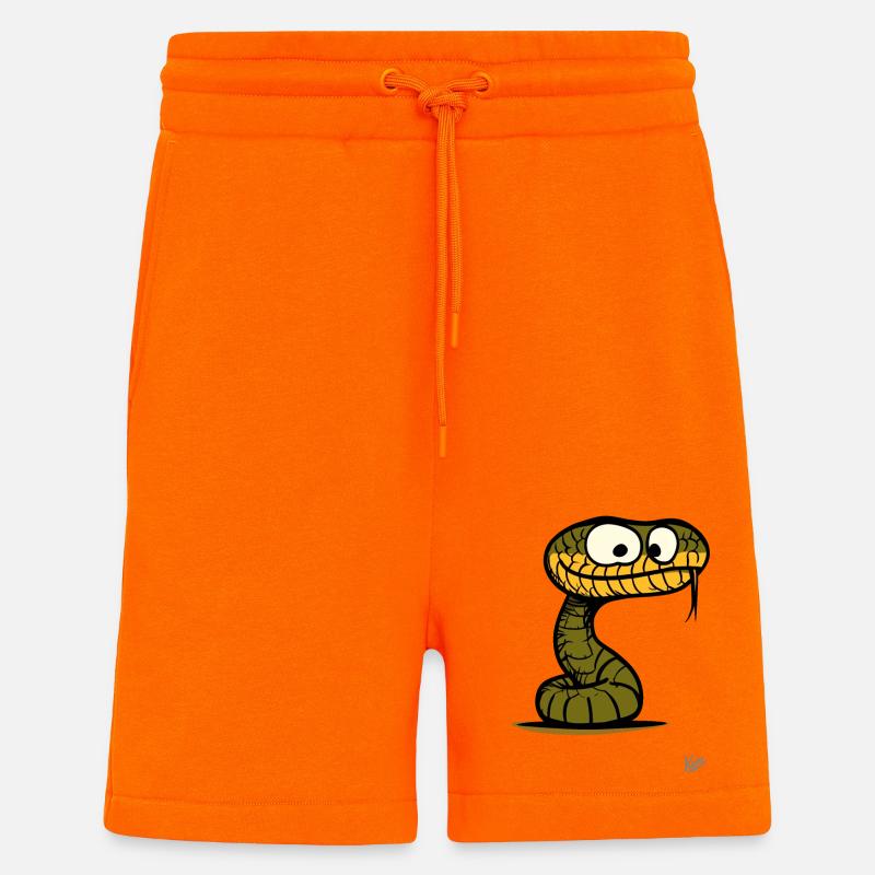 Stupid looking funny snake - Shorts - made by SPREAD - SUNSET ORANGE