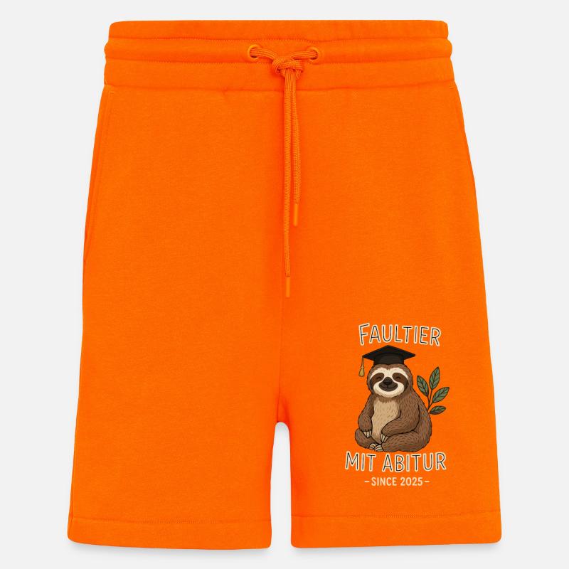 Faultier mit Abitur 2025 - Shorts - made by SPREAD - SUNSET ORANGE