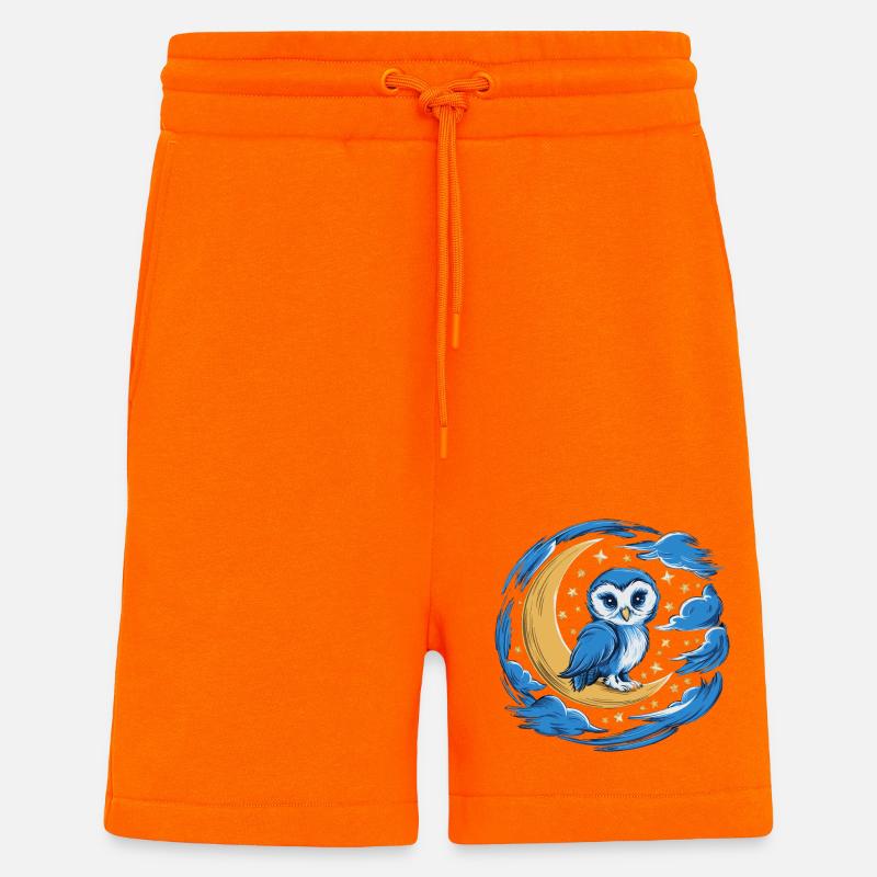 Eule Mond Sterne Nachthimmel - Shorts - made by SPREAD - SUNSET ORANGE