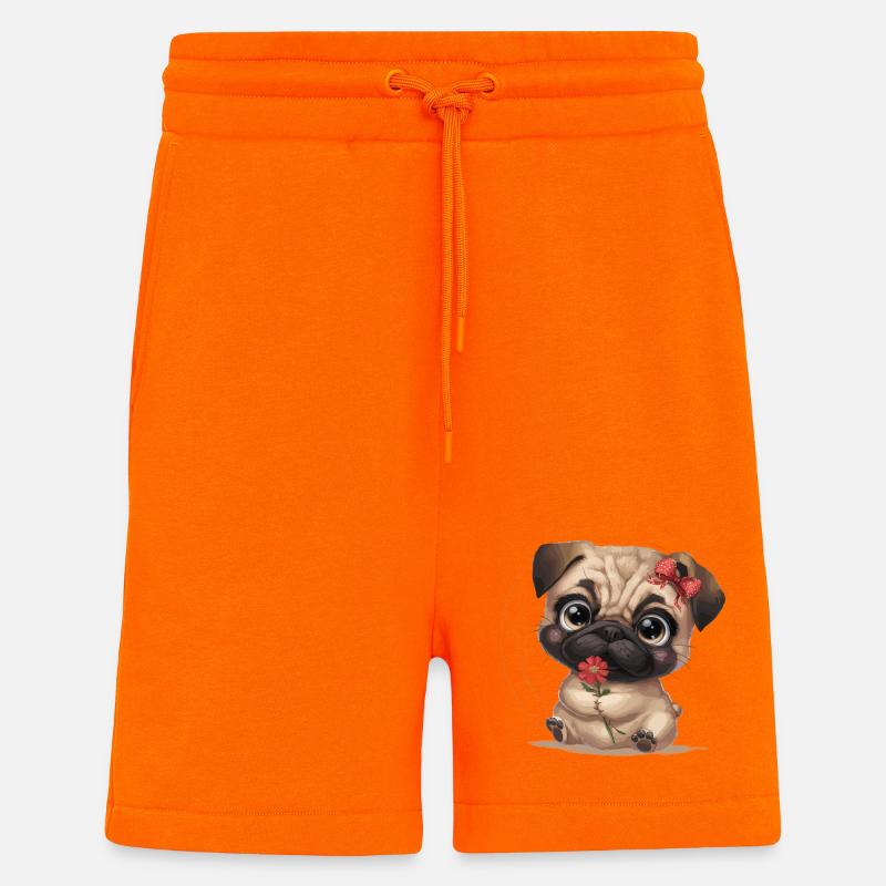 Mops Hundehalter Mops Liebe Blume - Shorts - made by SPREAD - SUNSET ORANGE