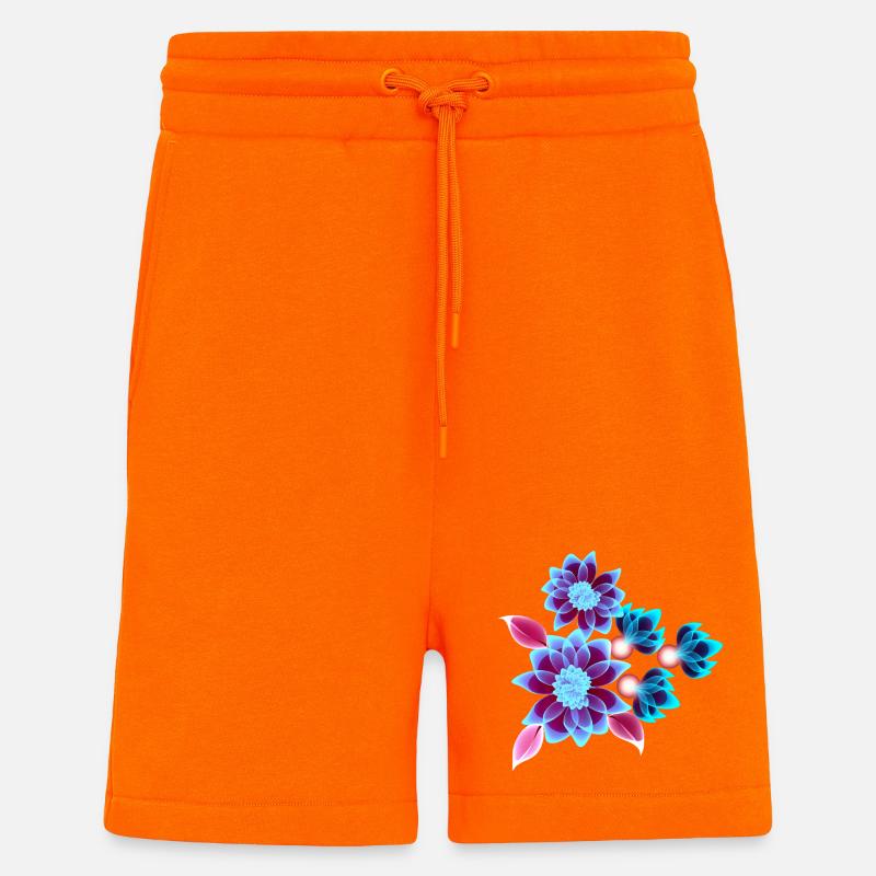 Hypnotische Blumen - Neonblumen - Shorts - made by SPREAD - SUNSET ORANGE
