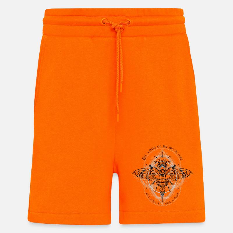 Bee Psychedelic Geometry Pattern cool dicton - Short bio décontracté fabriqué en UE - SUNSET ORANGE