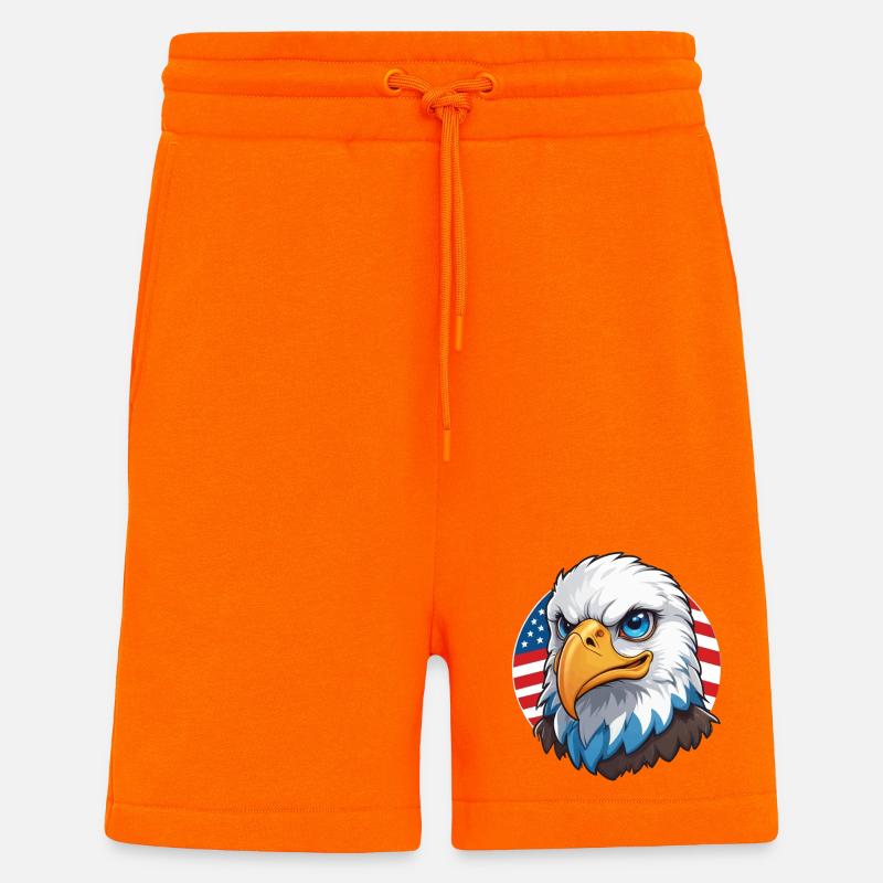 USA Flag Eaglehead Bald Eagle - Shorts - made by SPREAD - SUNSET ORANGE