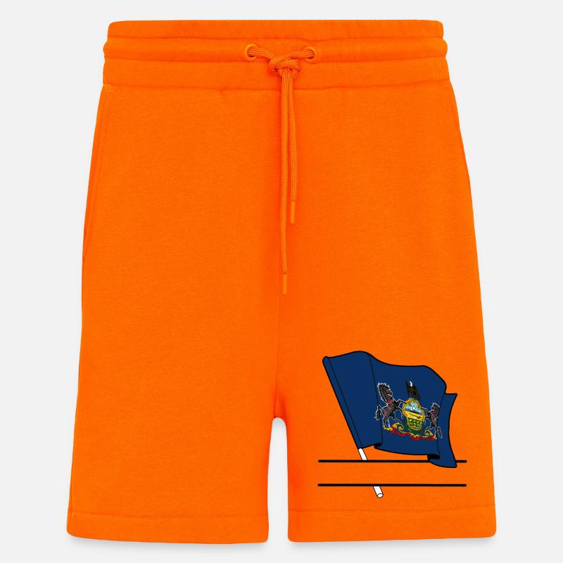 Drapeau Pennsylvanie bannière de texte - Short bio décontracté fabriqué en UE - SUNSET ORANGE