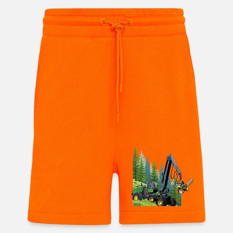 Récolteuse, moissonneuse en forêt - Short bio décontracté fabriqué en UE - SUNSET ORANGE
