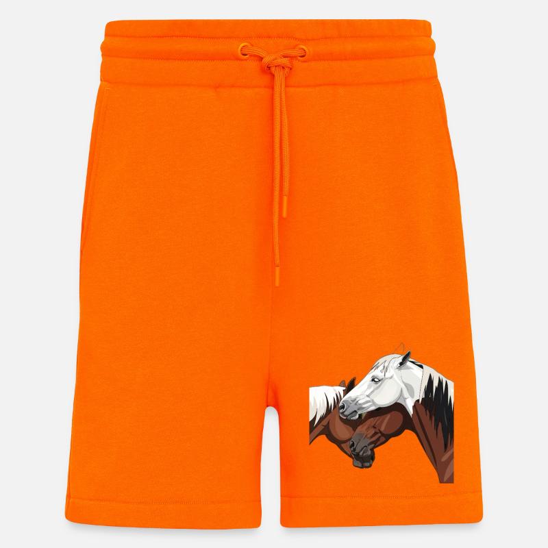 Impression de cheval élégant - Short bio décontracté fabriqué en UE - SUNSET ORANGE