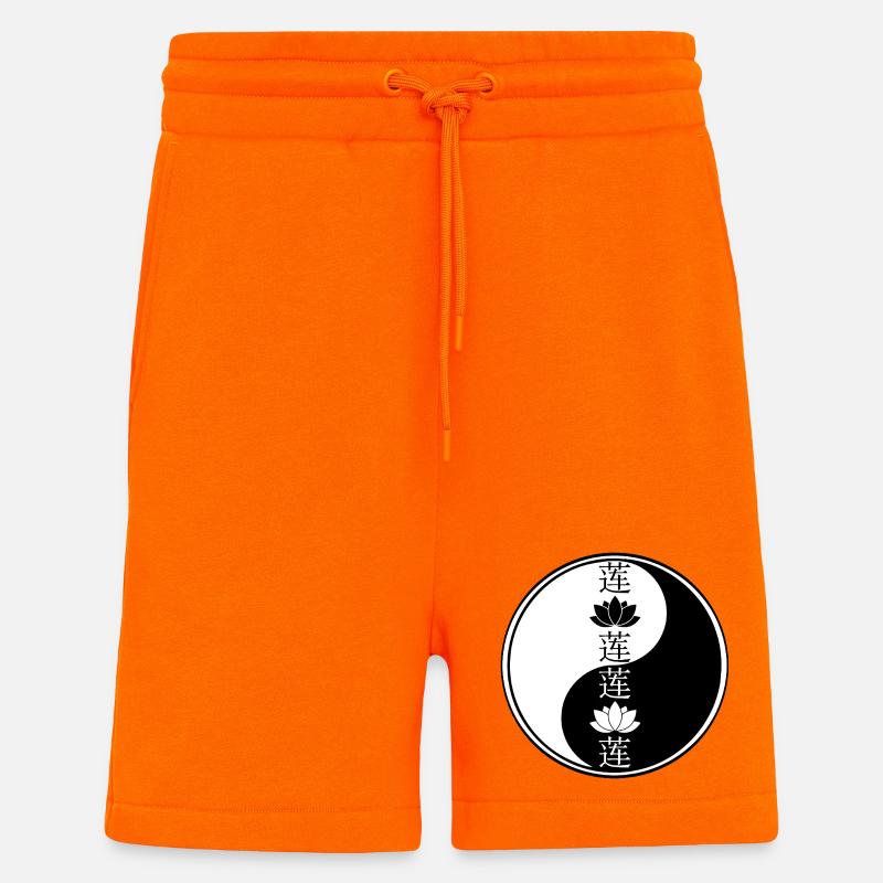 Fleur de lotus yin yang - Short bio décontracté fabriqué en UE - SUNSET ORANGE