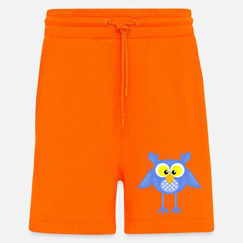 Blaue Eule mit Punkten - Shorts - made by SPREAD - SUNSET ORANGE