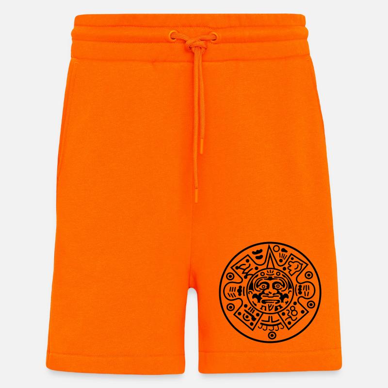 Calendrier maya - Short bio décontracté fabriqué en UE - SUNSET ORANGE