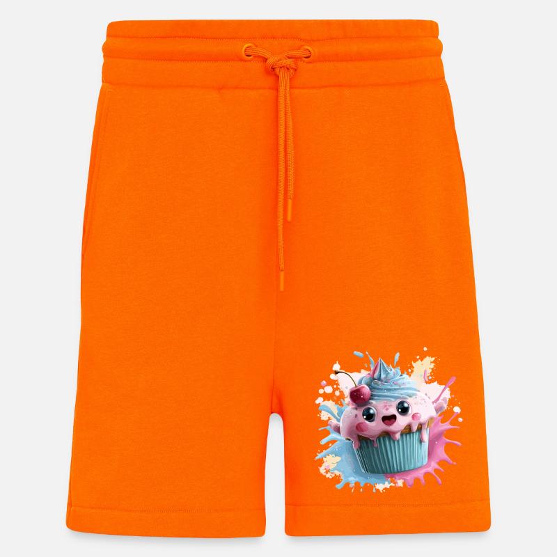 Kawaii Cupcake Splash with Cherry - Shorts - made by SPREAD - SUNSET ORANGE