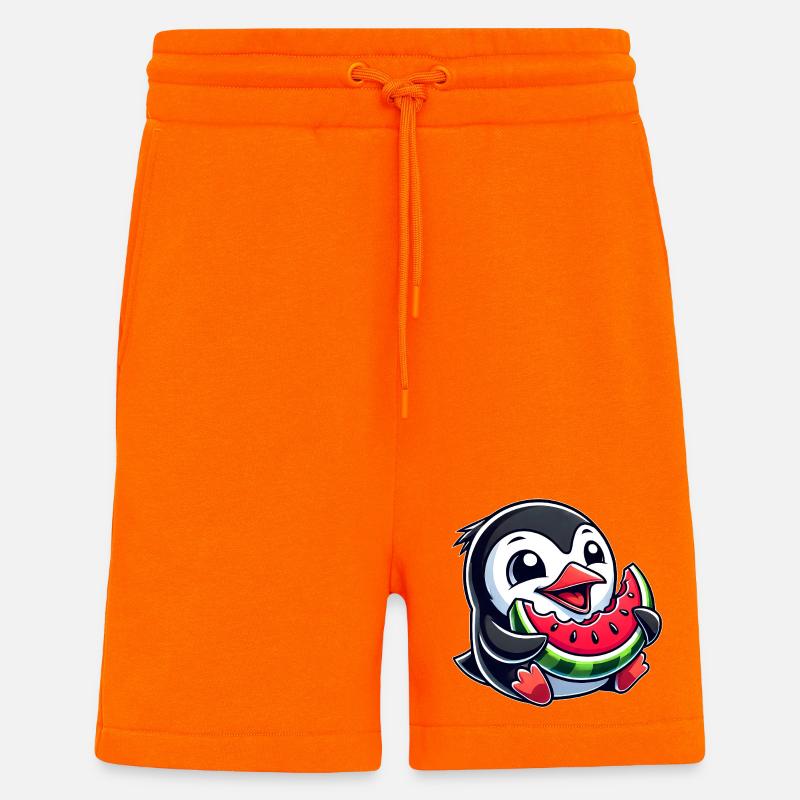 Pingouin avec pastèque fruit d’été - Short bio décontracté fabriqué en UE - SUNSET ORANGE