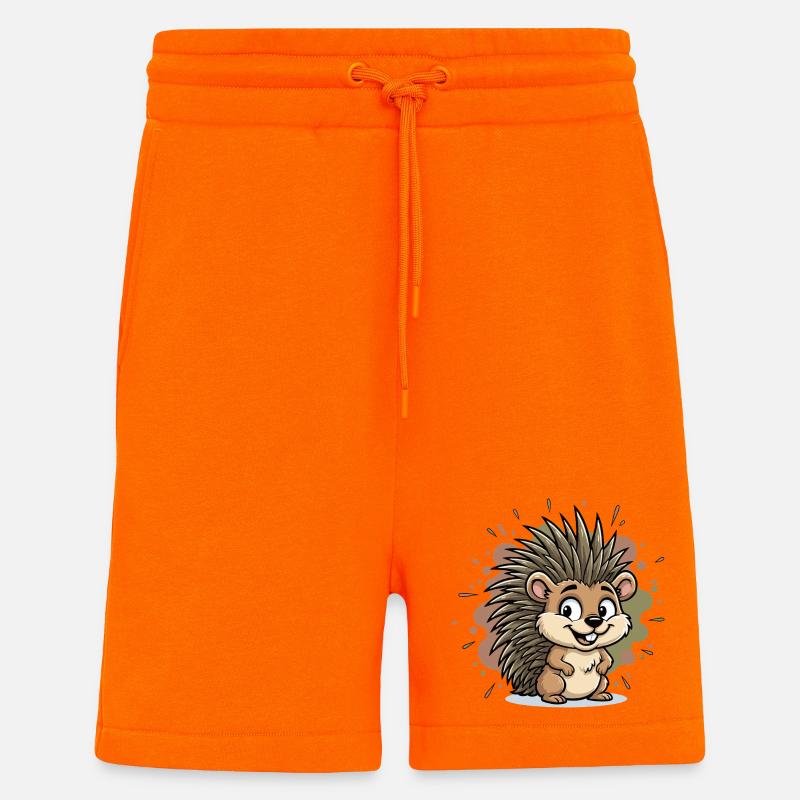 Dessin animé du hérisson câlin - Short bio décontracté fabriqué en UE - SUNSET ORANGE