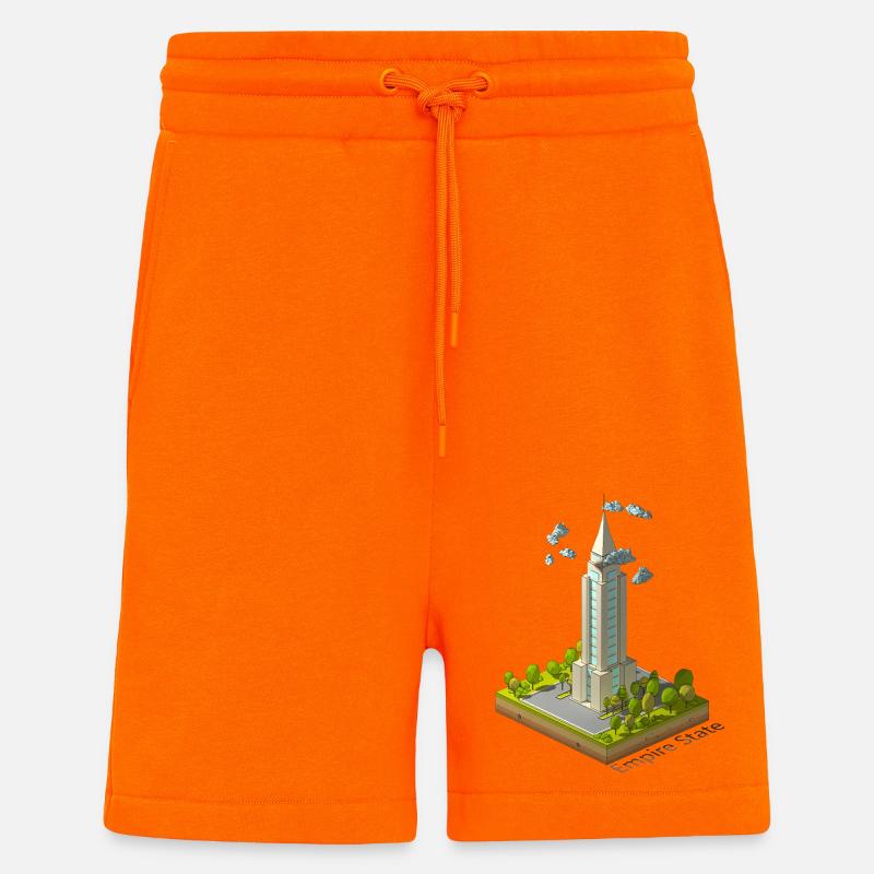 Geometrisches Low-Poly-Empire-Gebäude - Shorts - made by SPREAD - SUNSET ORANGE