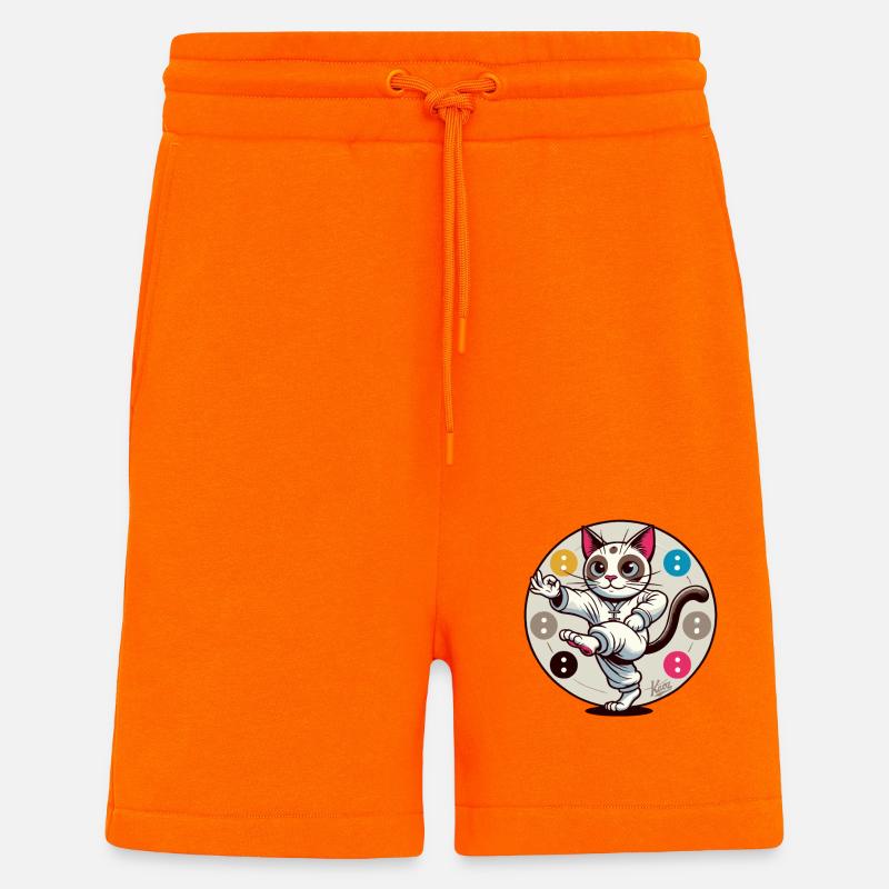 Chat de méditation Thai Chi - Short bio décontracté fabriqué en UE - SUNSET ORANGE