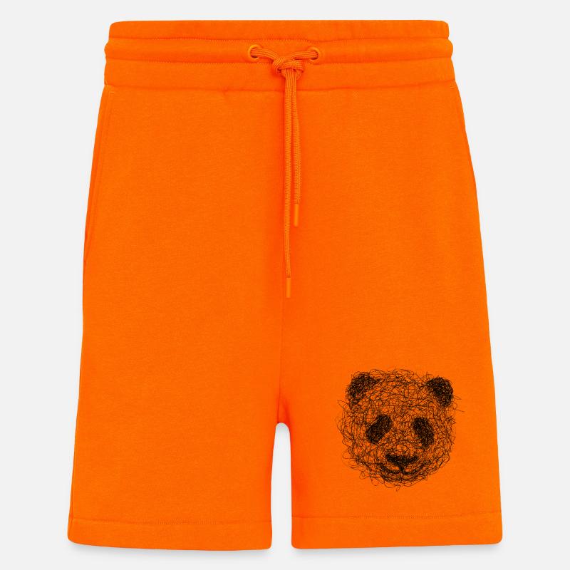 Panda Drawing Scribble - Panda scribble art - Shorts - made by SPREAD - SUNSET ORANGE